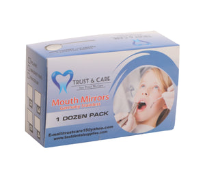 TRUST & CARE MOUTH MIRROR TOPS FRONT SURFACE BOX OF 12-PCS