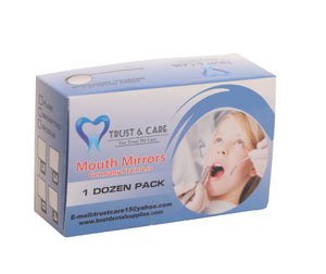 TRUST & CARE MOUTH MIRROR TOPS MAGNIFIEND BOX OF 12-PCS